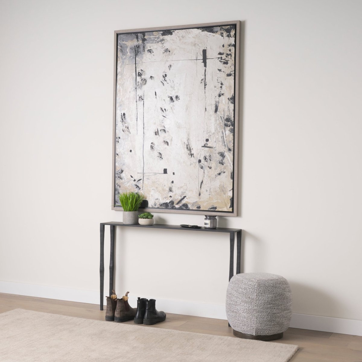 Timothy 48.0 X 8.0 X 30.0 Ebony Black Iron Console Table - 1Stylish Nest