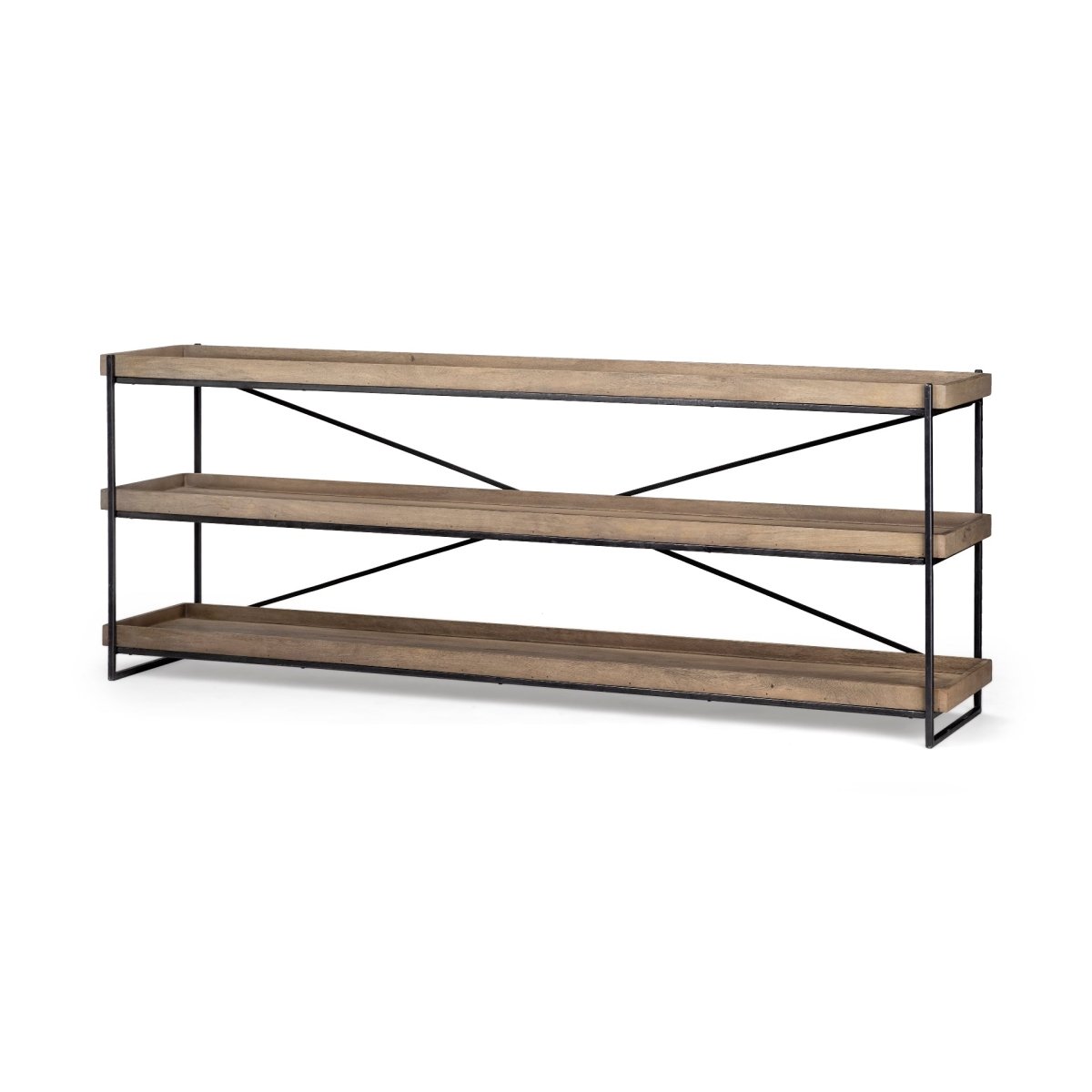 Trey I 80L x 16W Brown Wood and Black Iron Console Table - 1Stylish Nest