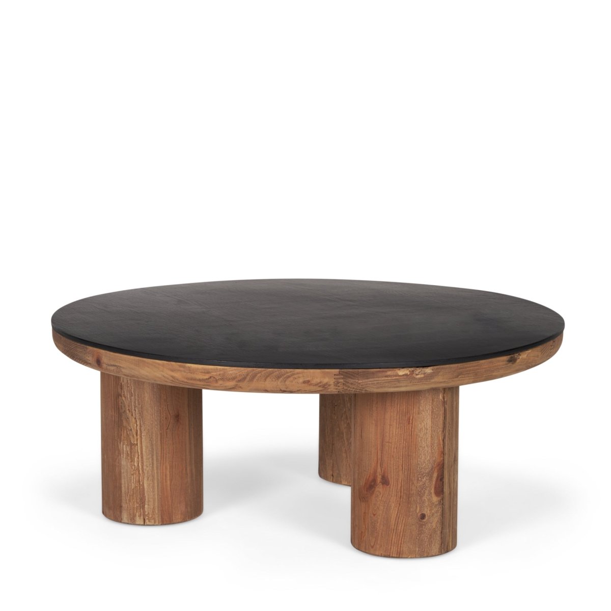 Tucson Natural Wood w/ Round Black Oak Top Coffee Table - 1Stylish Nest