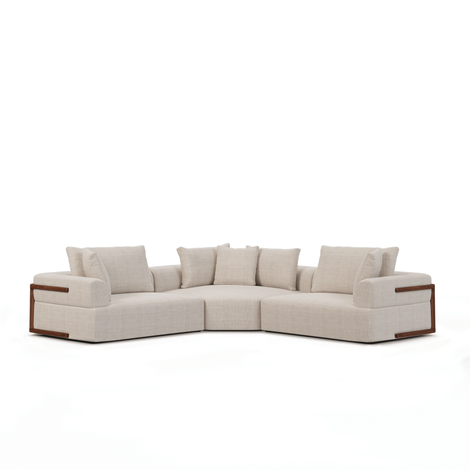 Warner Oatmeal 3 Piece Sofa Set W/Corner Piece